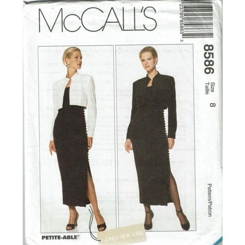 McCall's Sewing Pattern 8586 Lined Jacket Dress Misses Size 8